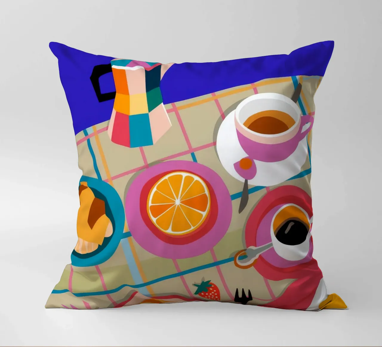 Croissant al caffè del mattino cuscino da Muse Artworks