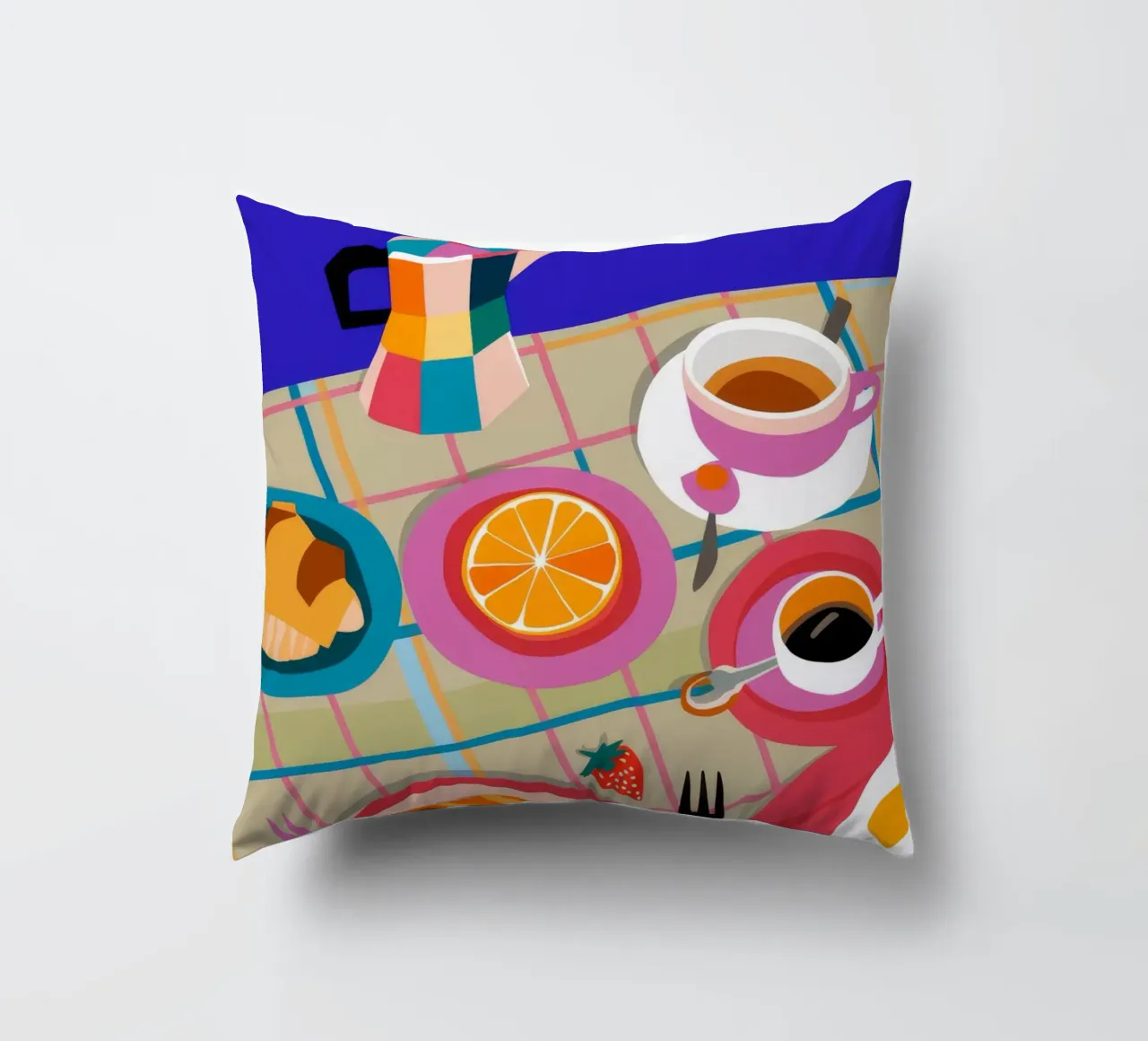Croissant al caffè del mattino cuscino da Muse Artworks