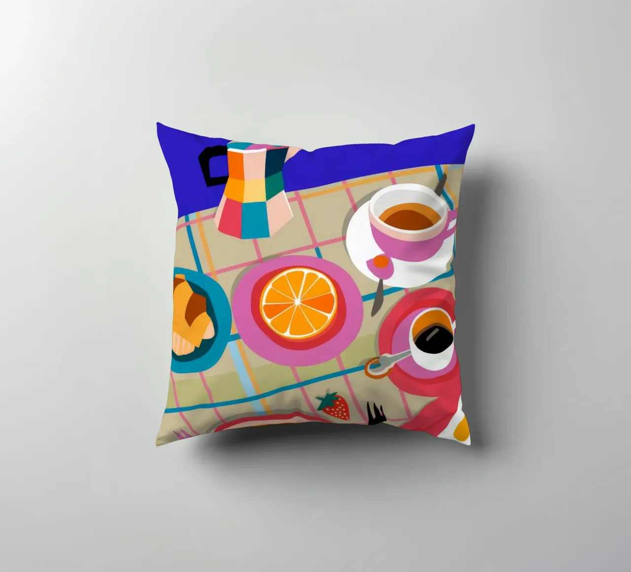 Croissant al caffè del mattino cuscino da Muse Artworks