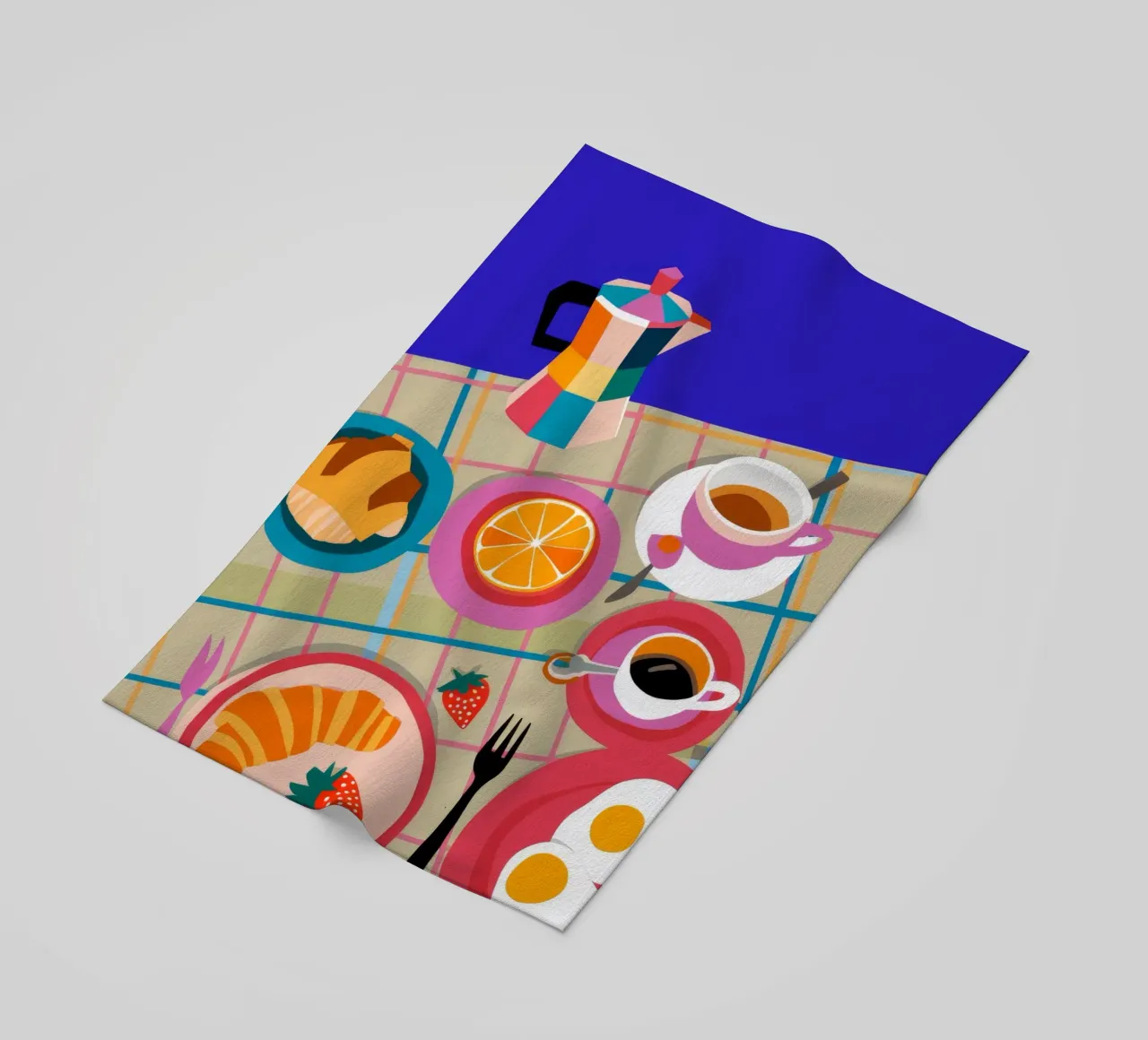 Croissant al caffè del mattino telo mare da Muse Artworks