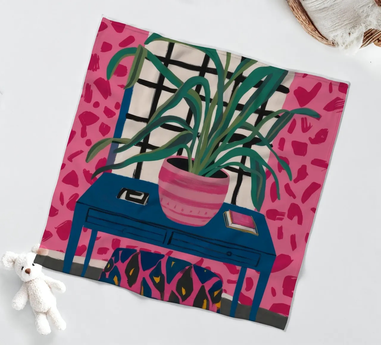 Poltrona Pink Wall Teal coperta in pile da FadeAura
