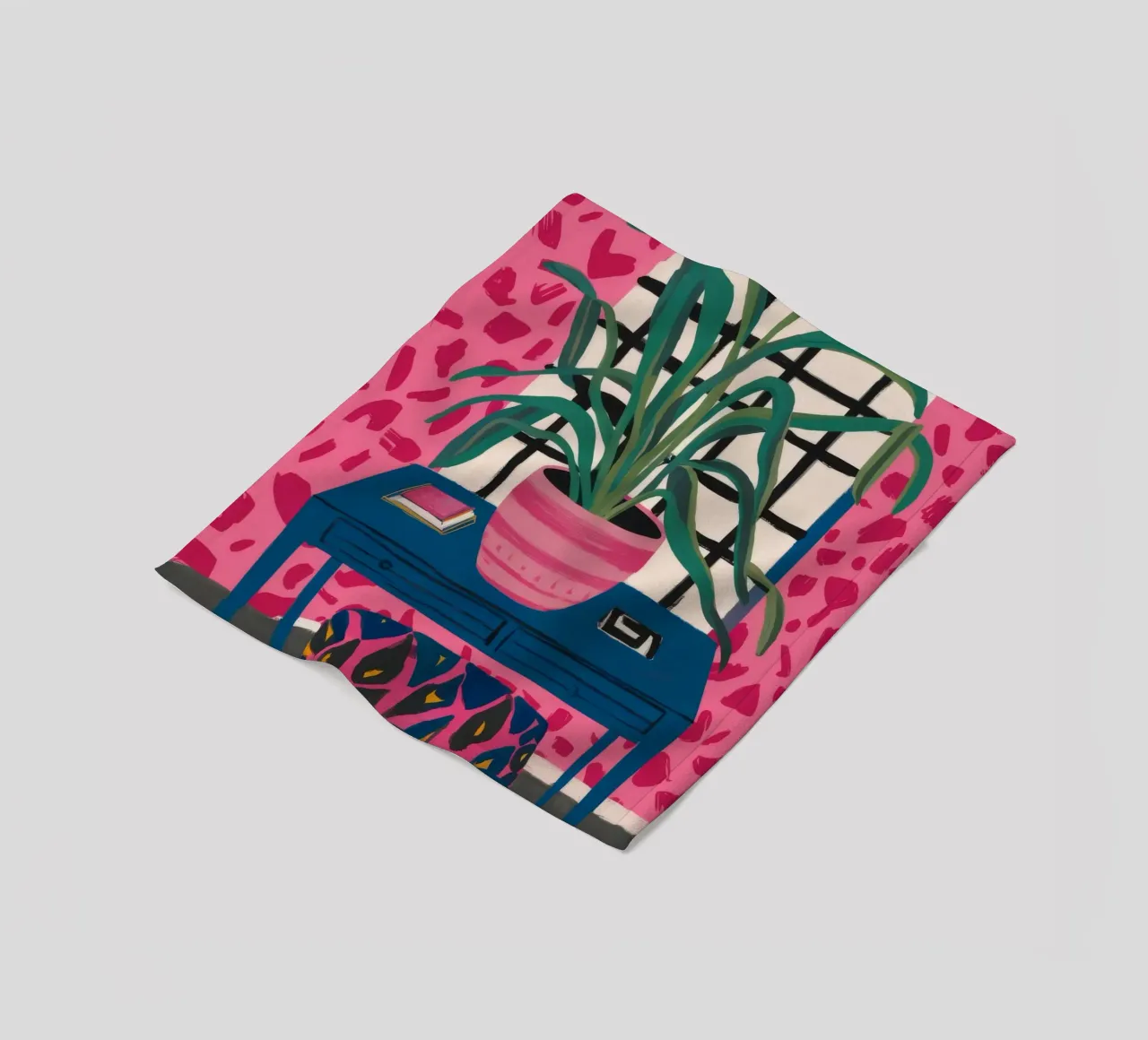 Poltrona Pink Wall Teal coperta in pile da FadeAura