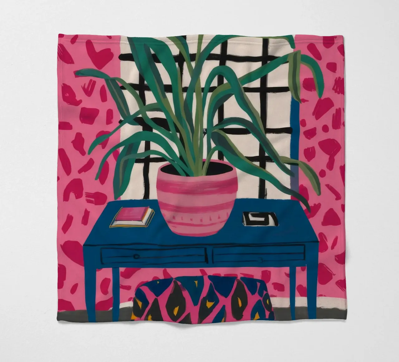 Poltrona Pink Wall Teal coperta in pile da FadeAura