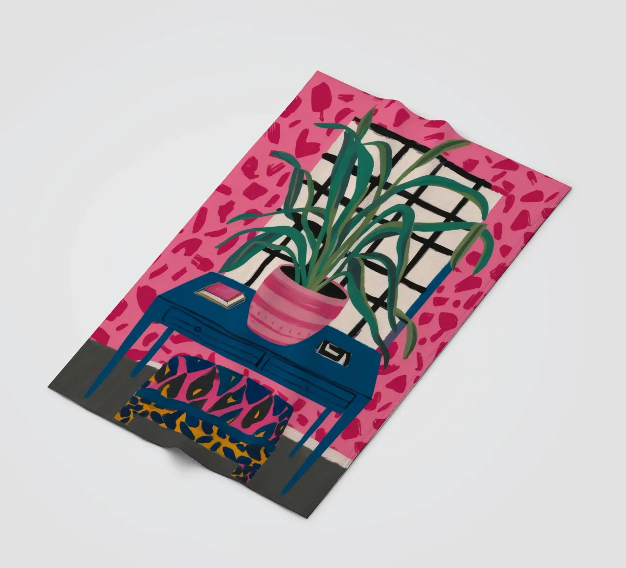 Poltrona Pink Wall Teal coperta in pile da FadeAura
