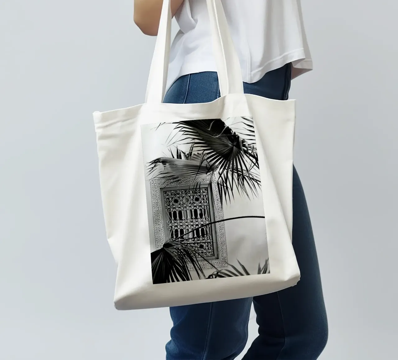 Orient Palms & Garden Dreams Black & White Edition borsa in juta da Studio Nahili