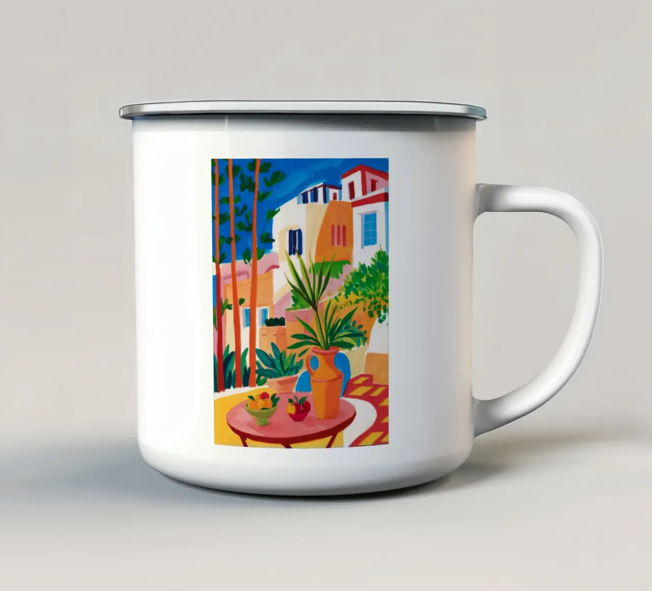 Santorini Still Life tazza in smalto da Muse Artworks