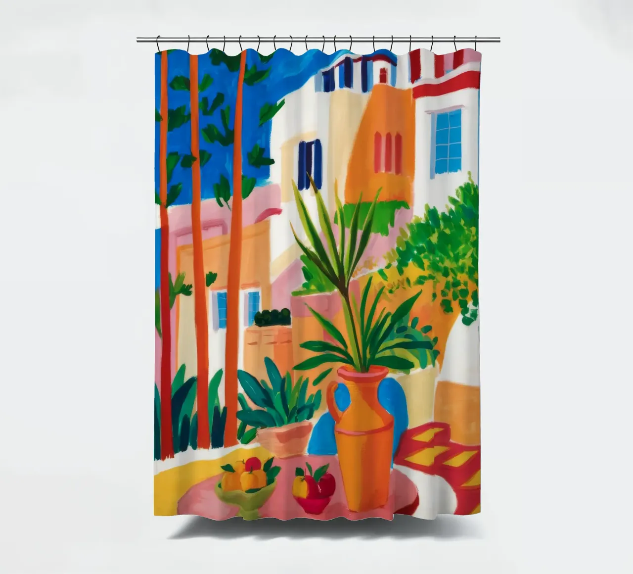 Santorini Still Life tenda da doccia da Muse Artworks