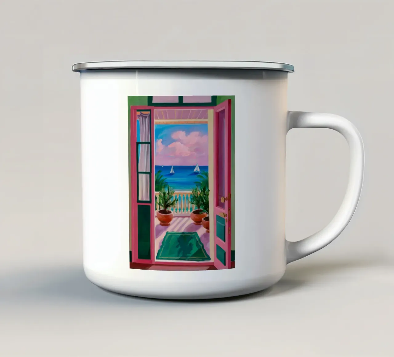 Scala del cielo rosa tazza in smalto da FadeAura