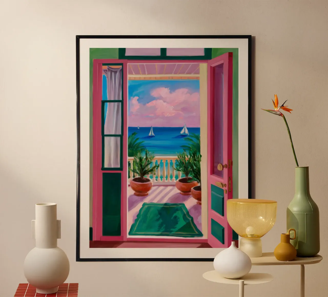 Escalier du ciel rose poster de FadeAura