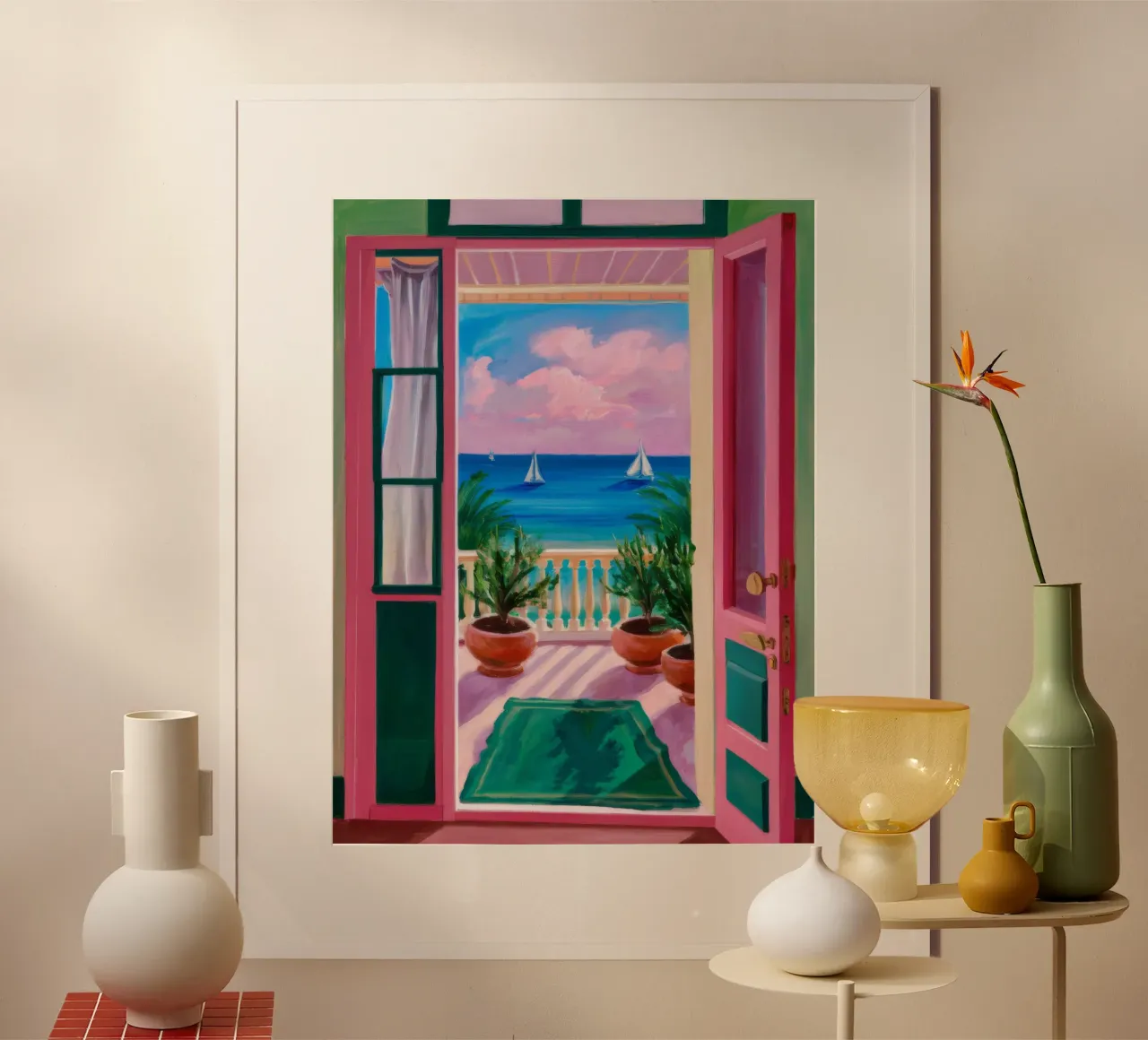 Escalier du ciel rose poster de FadeAura