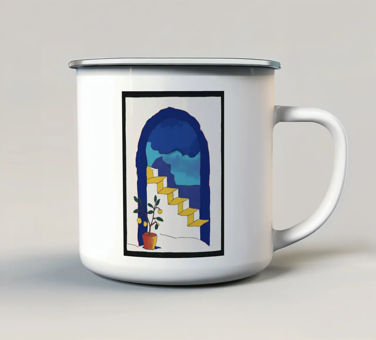 Finestra ad arco Scala tazza in smalto da Muse Artworks