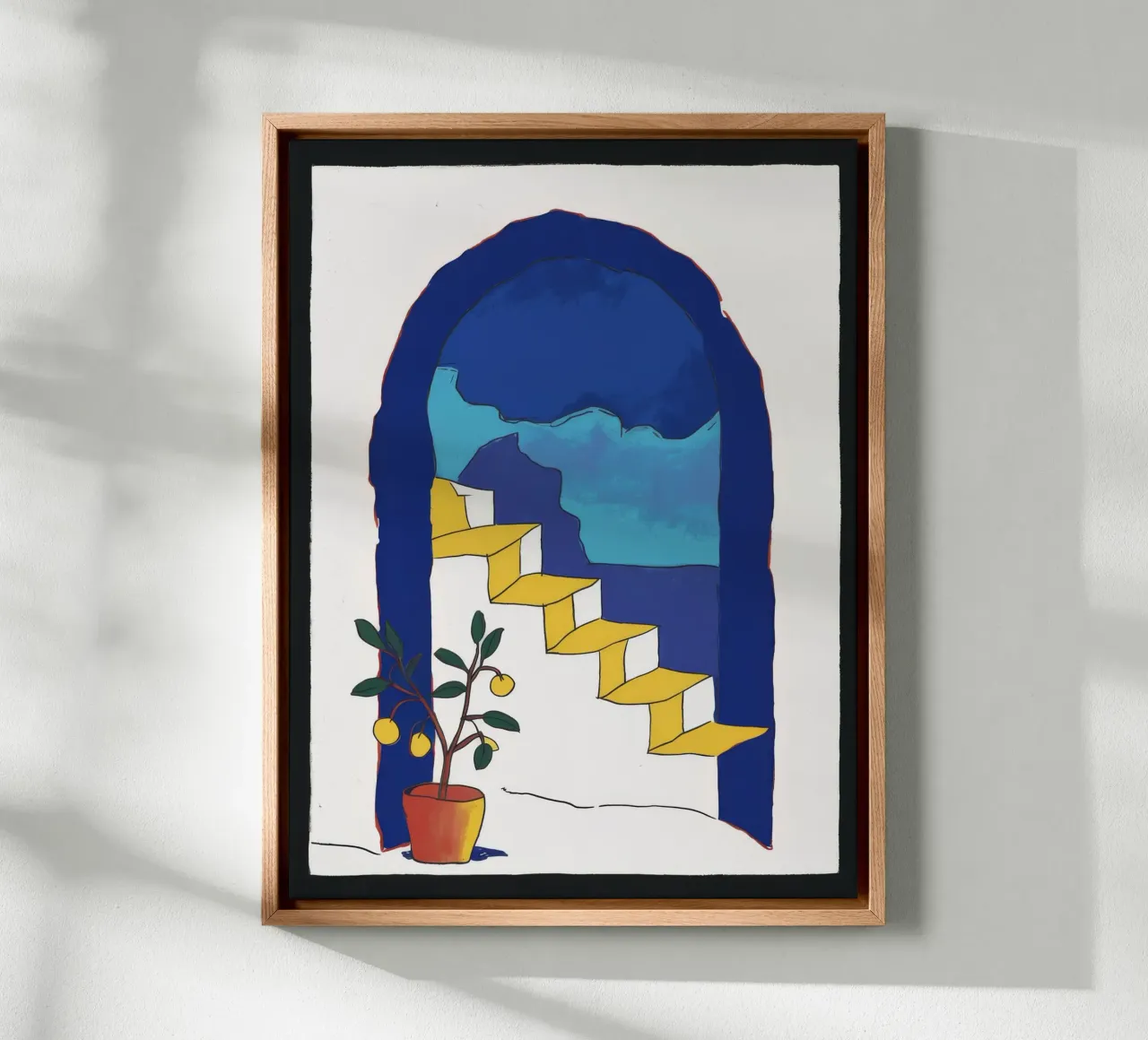 Arched Window Stairway canvas with Floater frame by Muse Artworks
