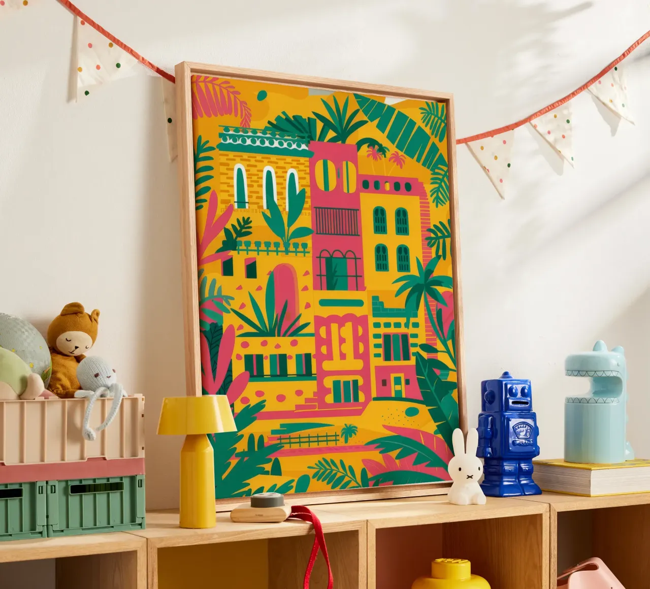 Kleurrijke Favela Vista canvas met Baklijst van FadeAura