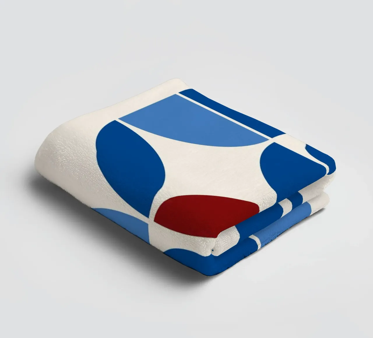 Bauhaus Geometrie Poster - Figuratief ontwerp in blauw & rood badhanddoek van Casa Calm