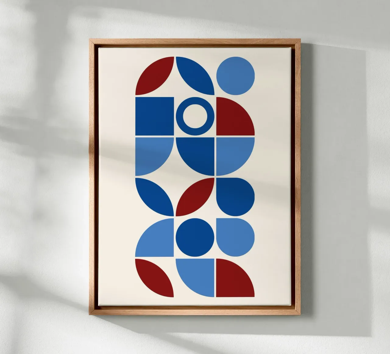 Bauhaus Geometrie Poster - Figuratief ontwerp in blauw & rood canvas van Casa Calm