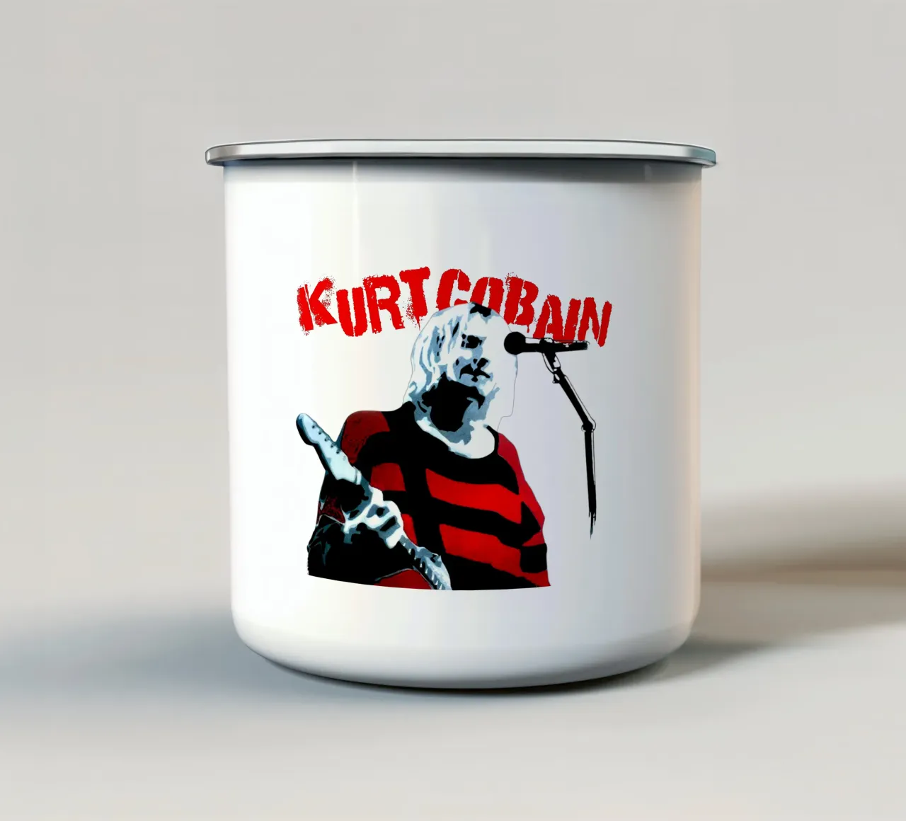Kurt Cobain a righe tazza in smalto da Sigrid Rauuy