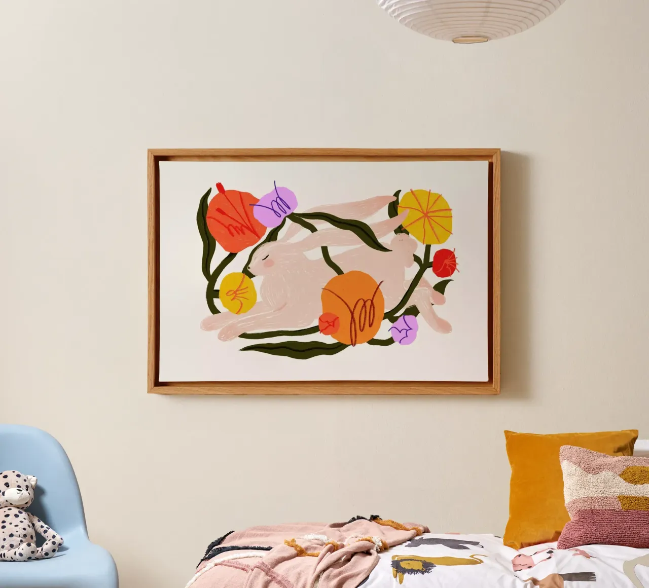 Blooming Bunny tela con Cornice a cassetta da Pure