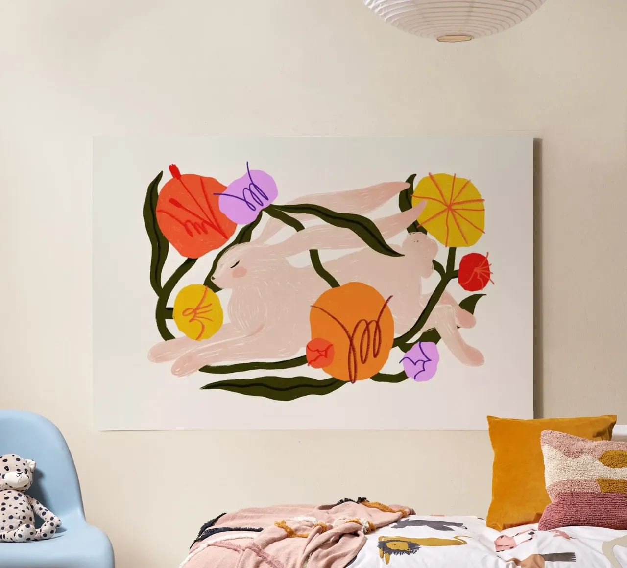 Blooming Bunny tela con Cornice a cassetta da Pure