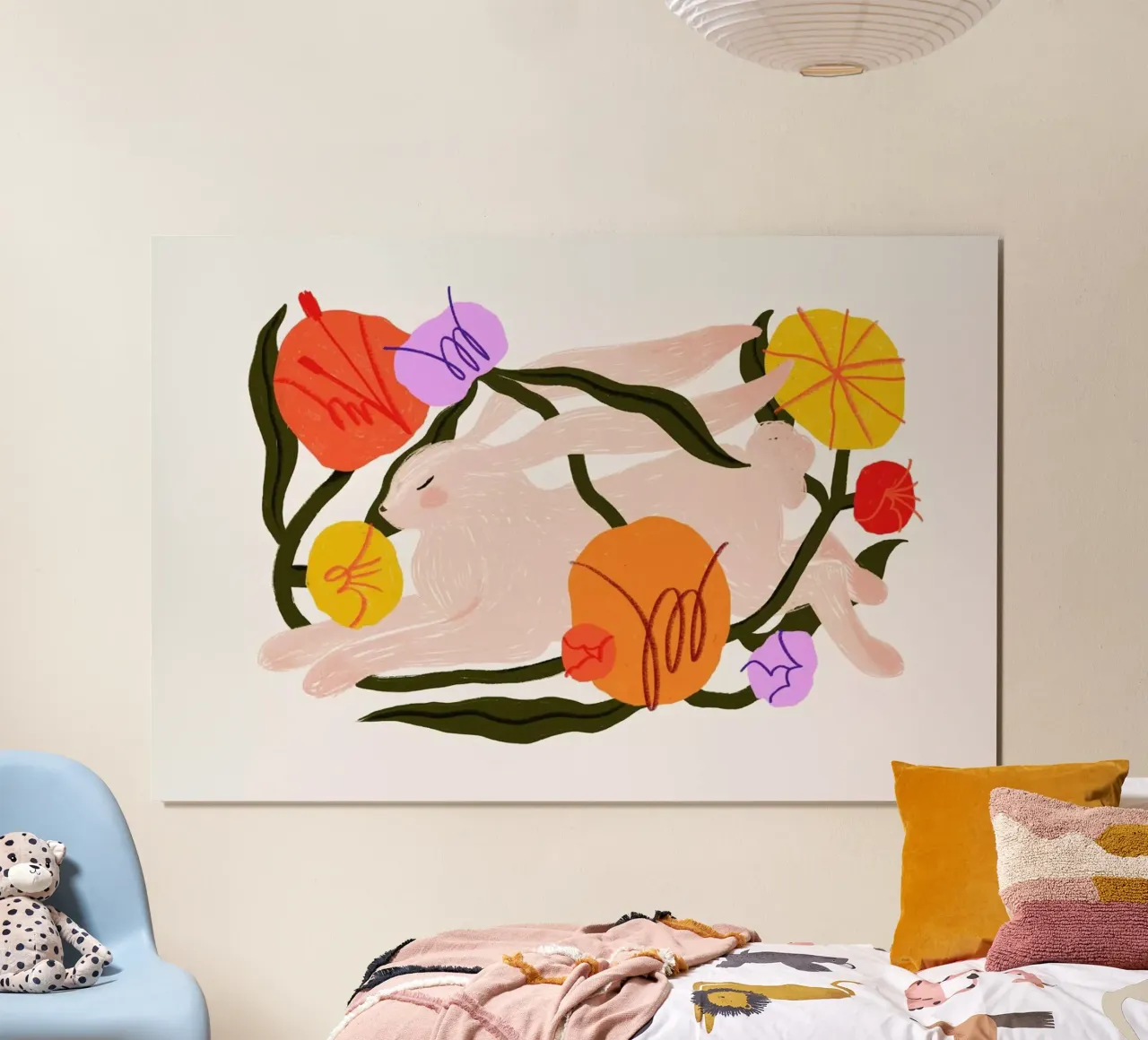 Blooming Bunny poster con telaio in alluminio da Pure