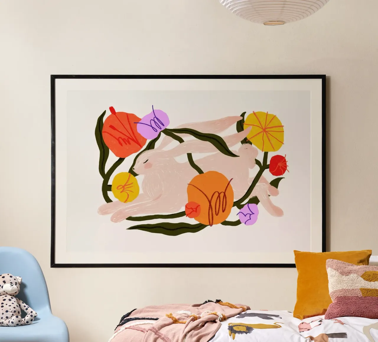 Blooming Bunny poster con telaio in alluminio da Pure