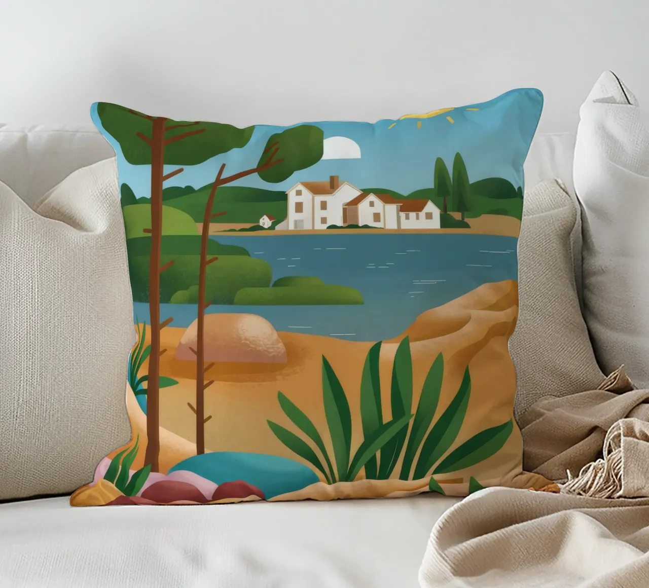 Pebble Beach Vista cuscino da Muse Artworks