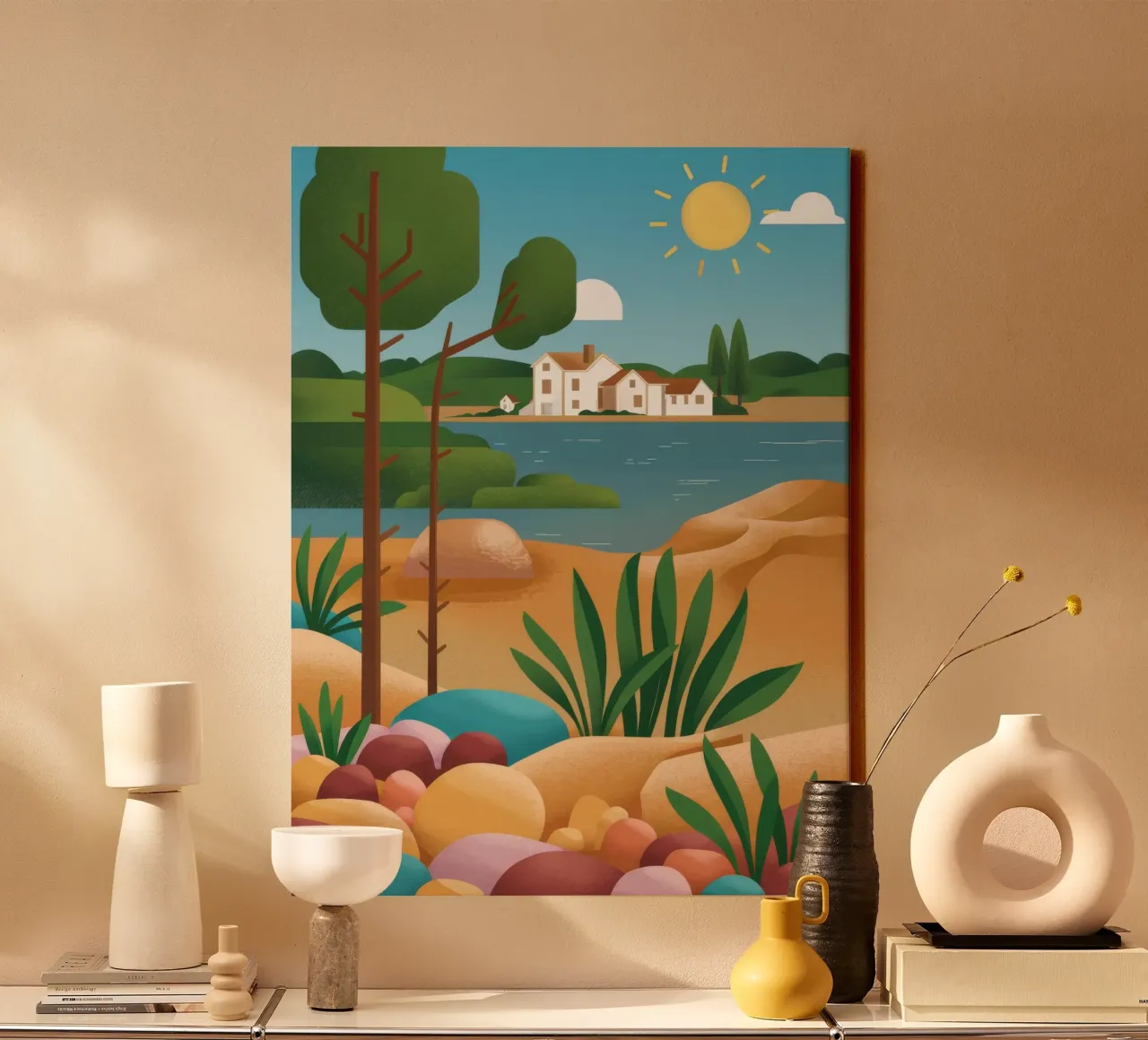 Pebble Beach Vista tela con Cornice a cassetta da Muse Artworks