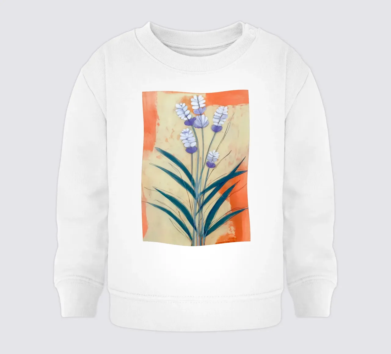 Minimal Lavender Floral Art felpa neonato da Flow Line