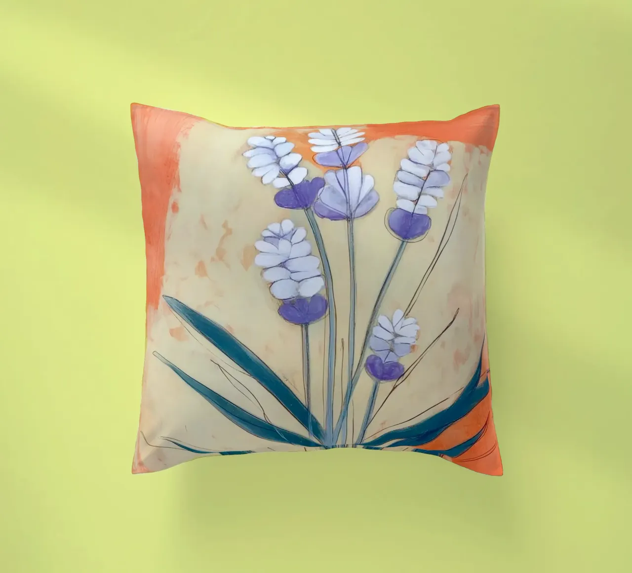 Minimal Lavender Floral Art cuscino da Flow Line