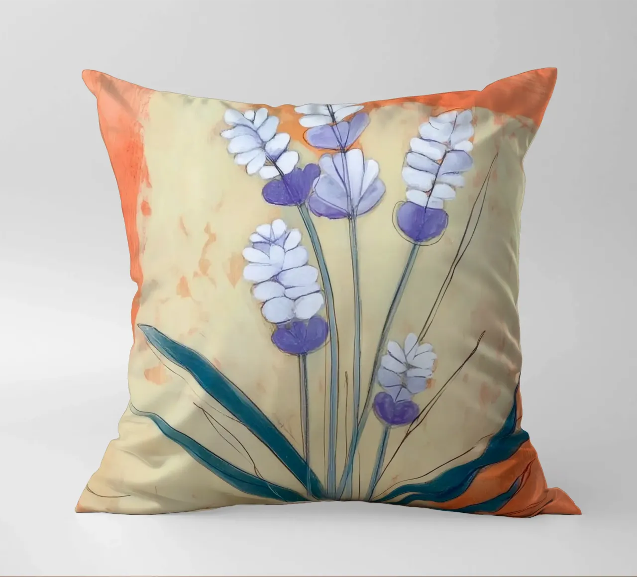 Minimal Lavender Floral Art cuscino da Flow Line