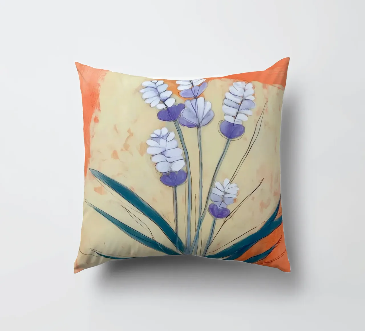 Minimal Lavender Floral Art cuscino da Flow Line