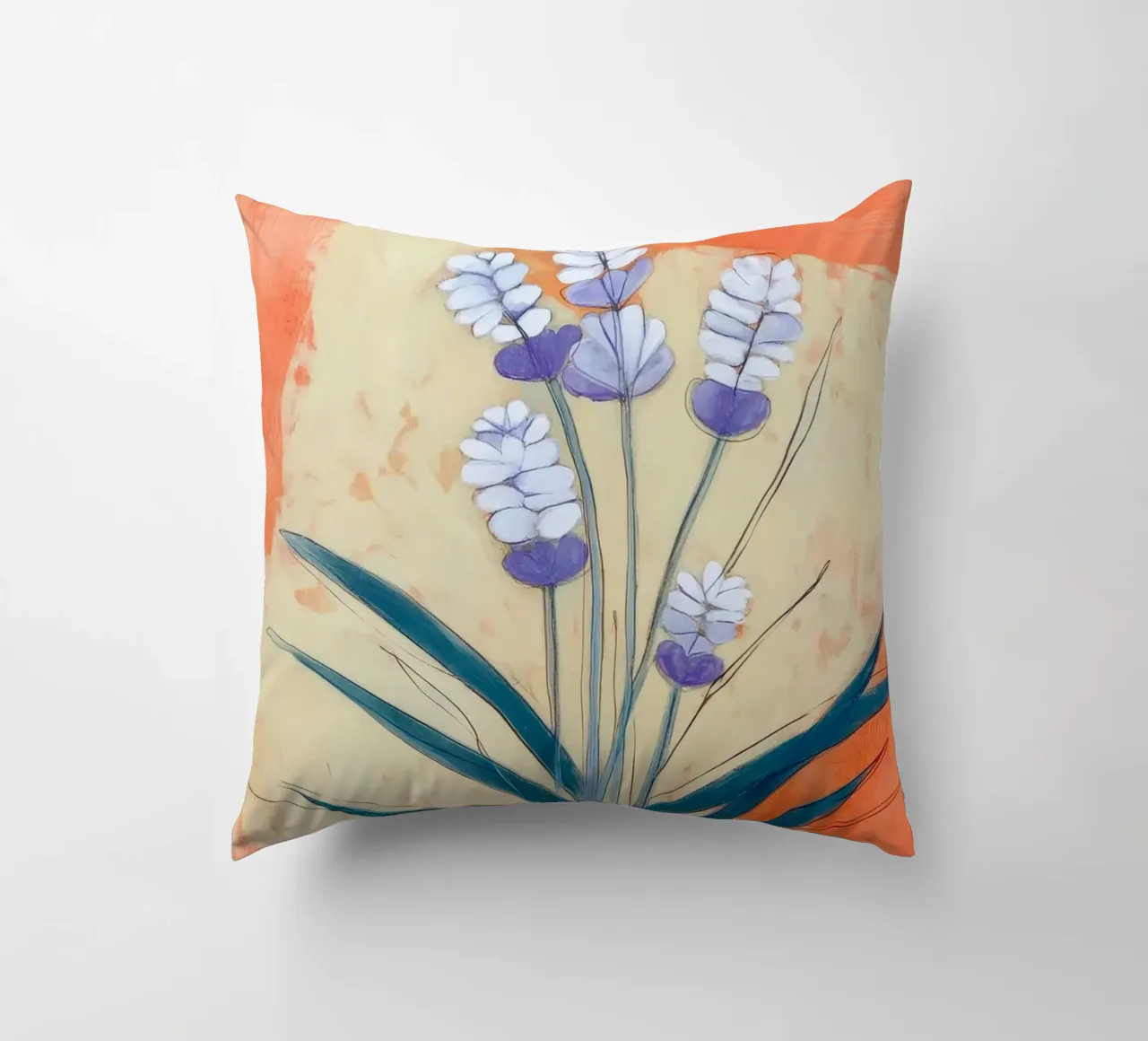 Minimal Lavender Floral Art cuscino da Flow Line