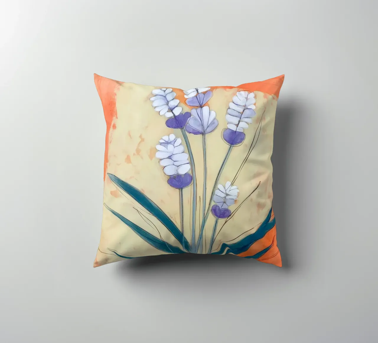 Minimal Lavender Floral Art cuscino da Flow Line