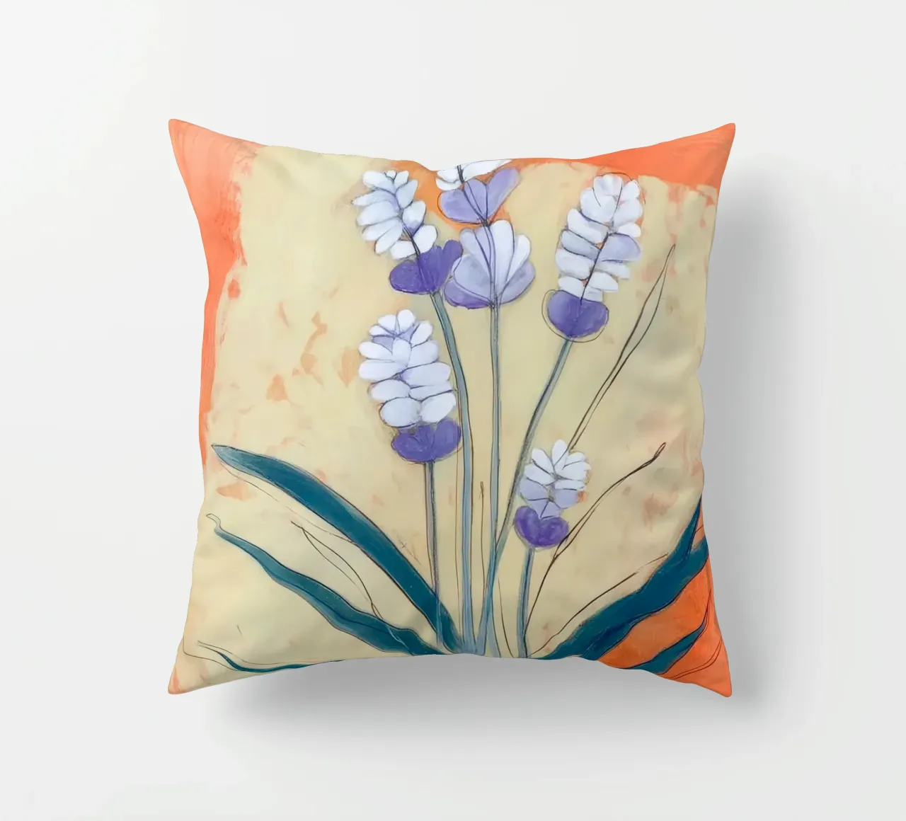 Minimal Lavender Floral Art cuscino da Flow Line
