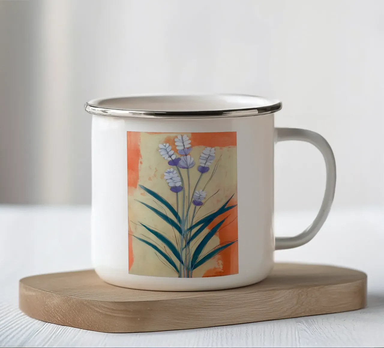 Minimal Lavender Floral Art tazza in smalto da Flow Line