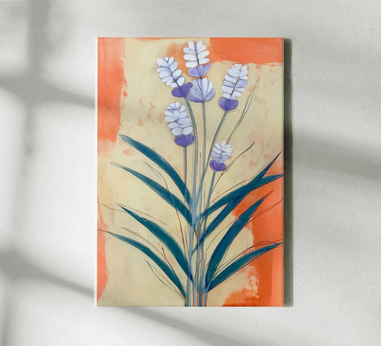 Minimal Lavender Floral Art tela con Cornice a cassetta da Flow Line