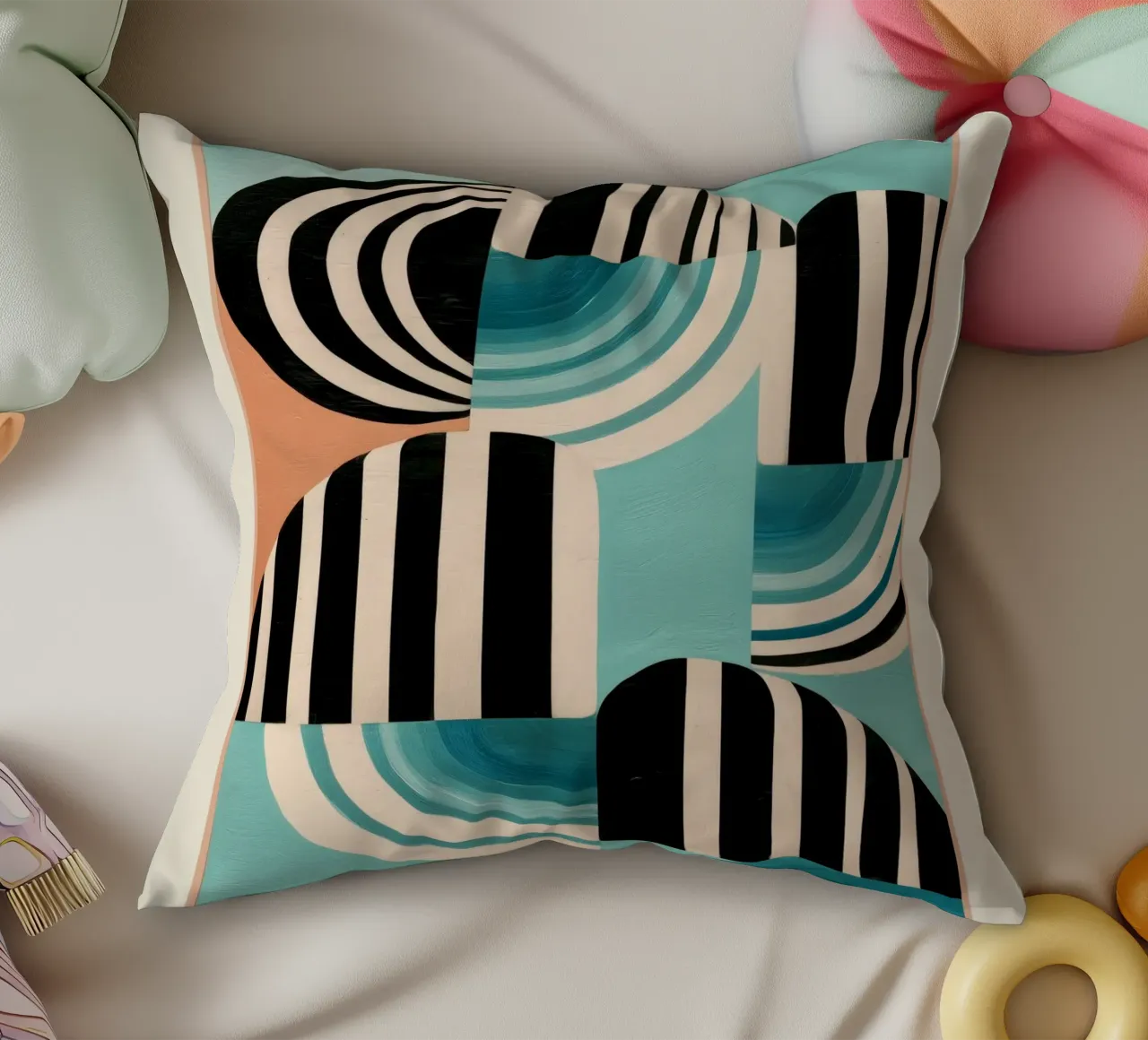 Retro Geometric Shapes 1 cuscino da Nadjaa