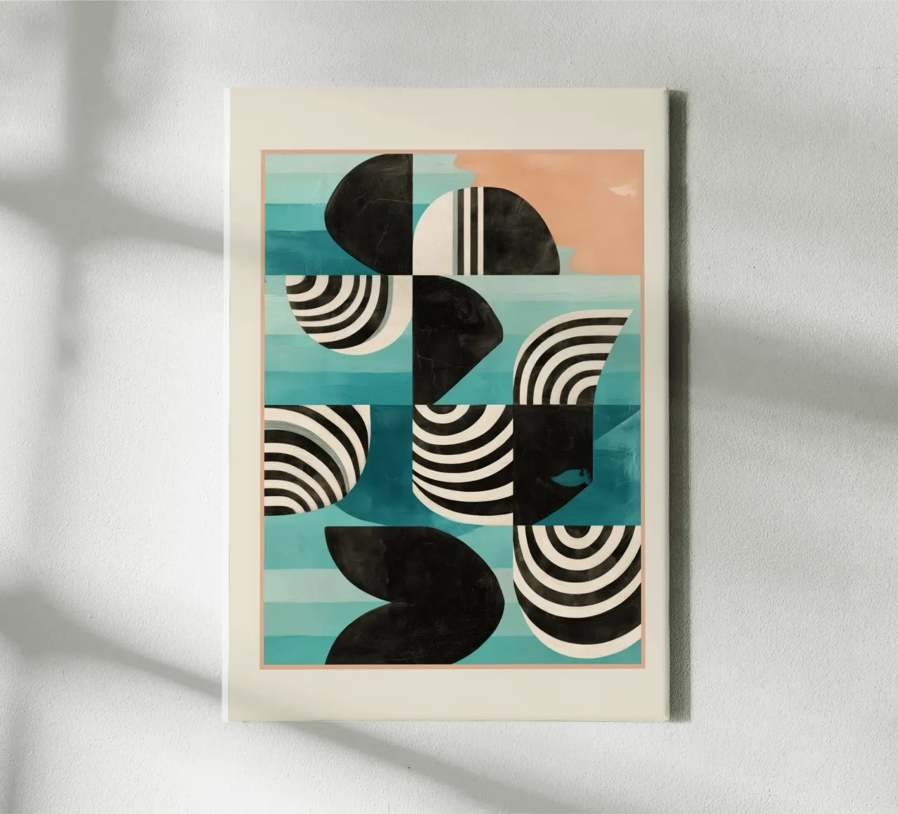 Retro Geometric Shapes 2 canvas met Baklijst van Nadjaa