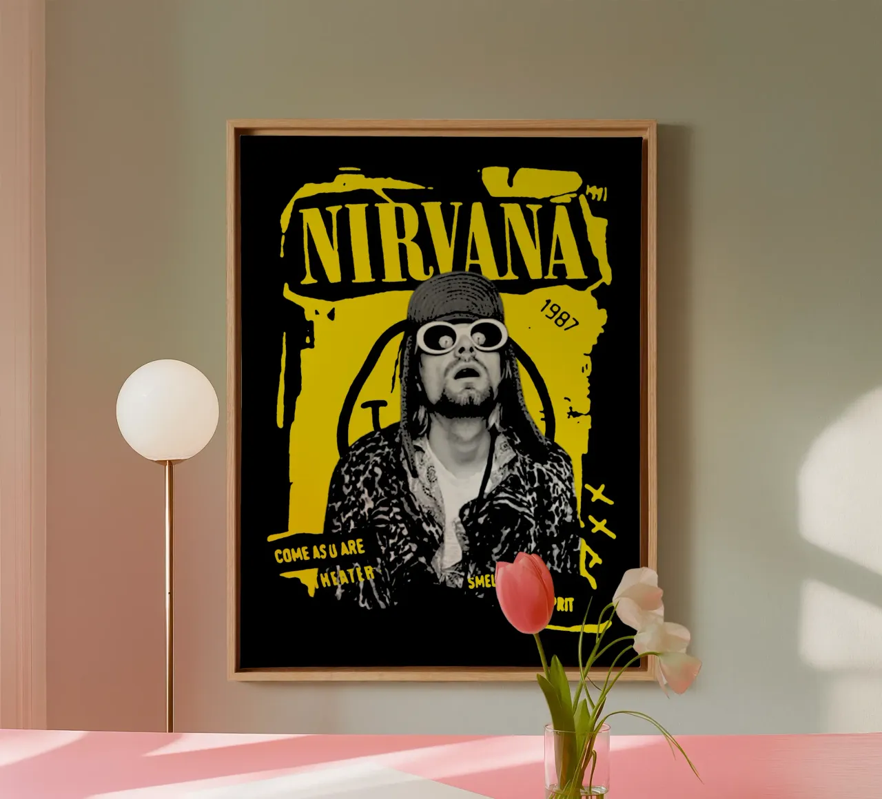 Kurt Cobain - Stile Y2K tela con Cornice a cassetta da https://www.juniqe.com/uk/shop/Henndraws