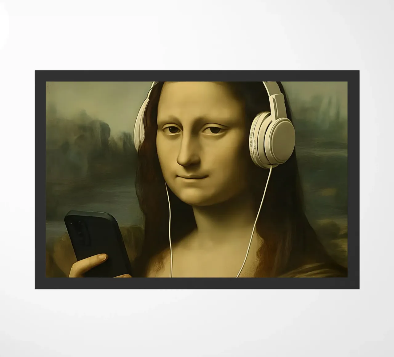 Monna Lisa con cuffie e caffè zerbino da 🥝 KIWI STORE