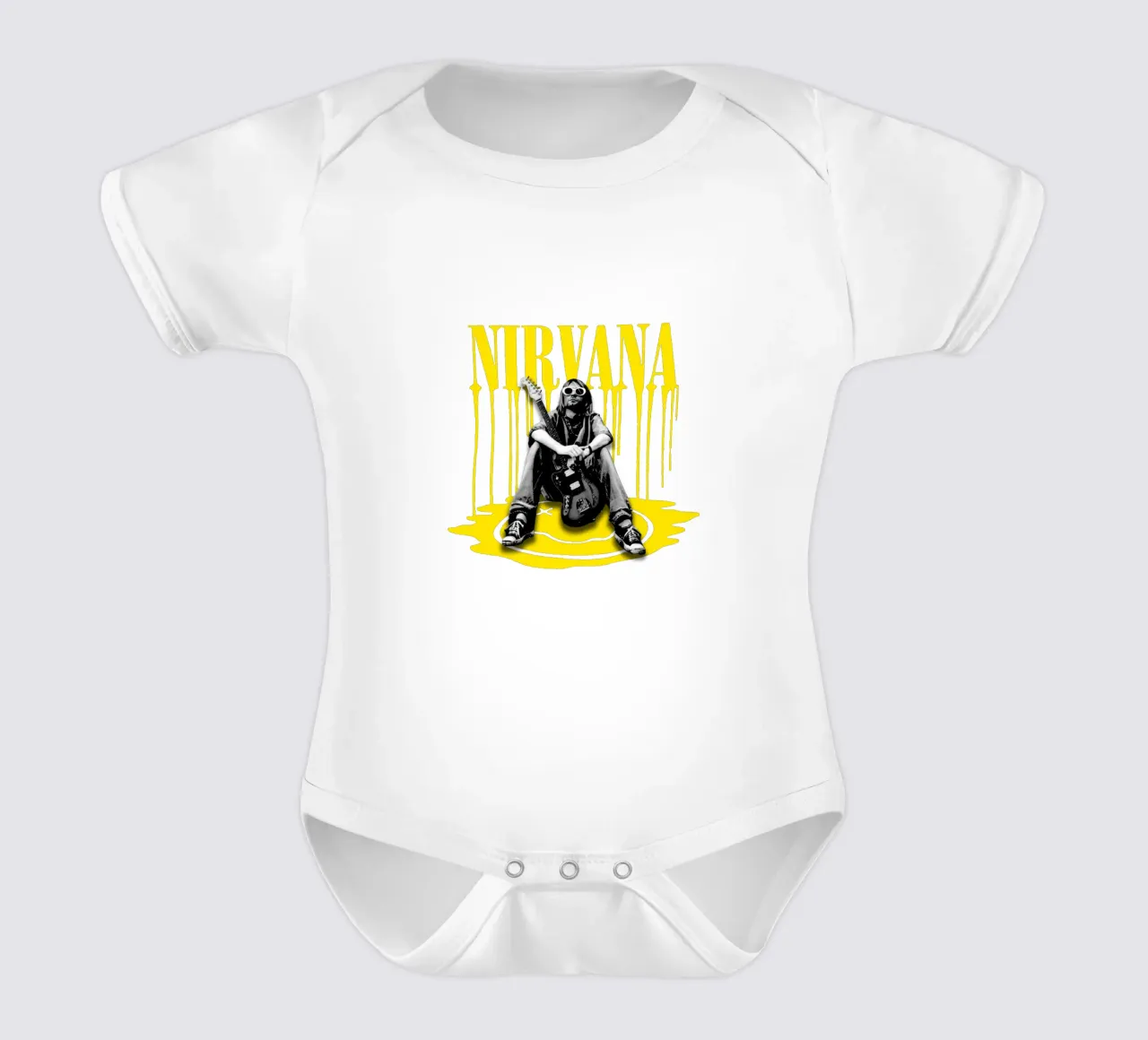Dlewer Style - Kurt Cobain short-sleeve baby romper by https://www.juniqe.com/uk/shop/Henndraws