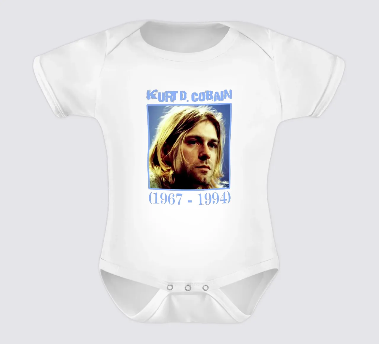 Rust in vrede Kurt Cobain babyrompertje korte mouwen van https://www.juniqe.com/uk/shop/Henndraws