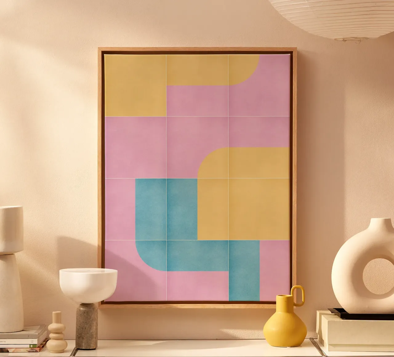 Retro Tiles 10 tela con Cornice a cassetta da designdn