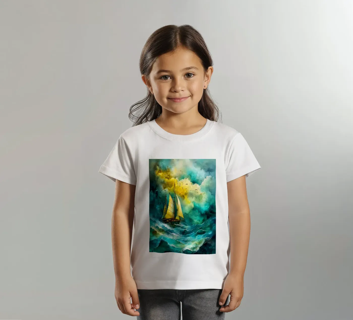 Sailing boat kinder t-shirt van Justyna Jaszke JBJart