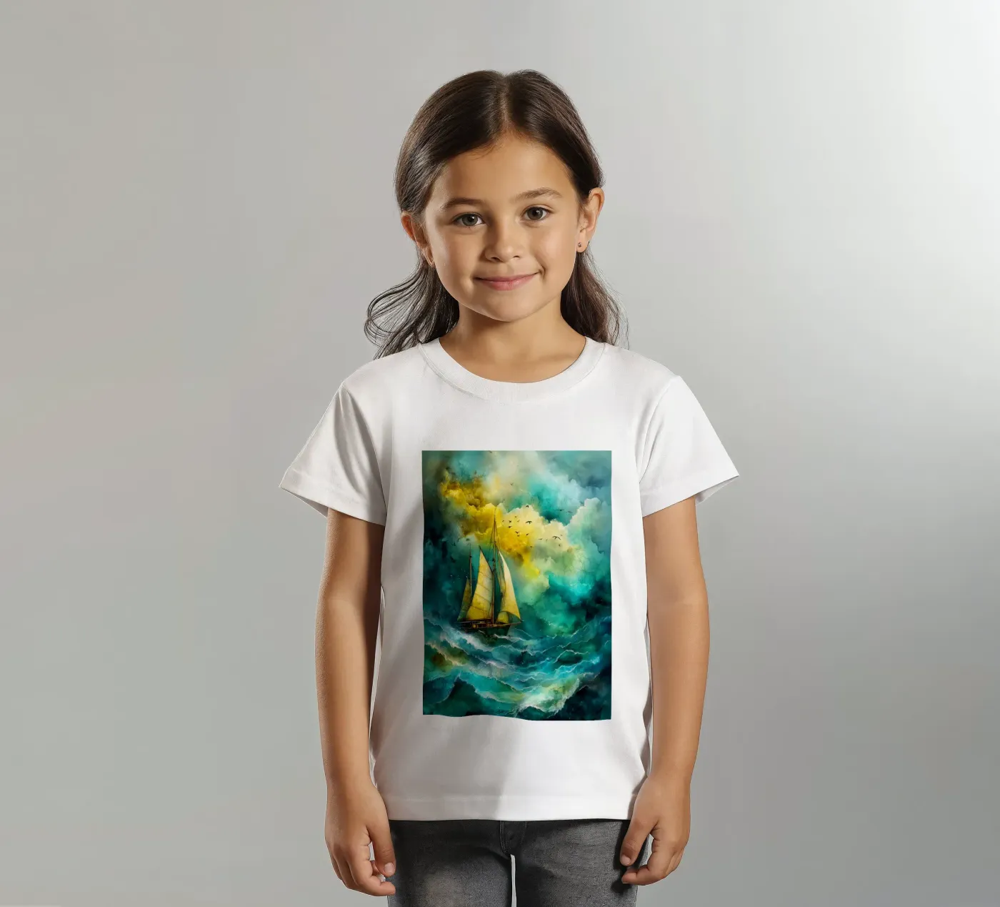 Sailing boat kinder t-shirt van Justyna Jaszke JBJart