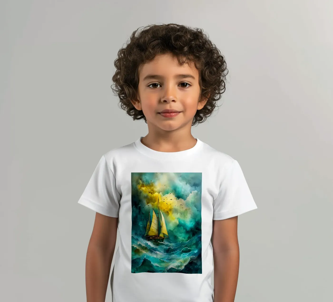Sailing boat kinder t-shirt van Justyna Jaszke JBJart