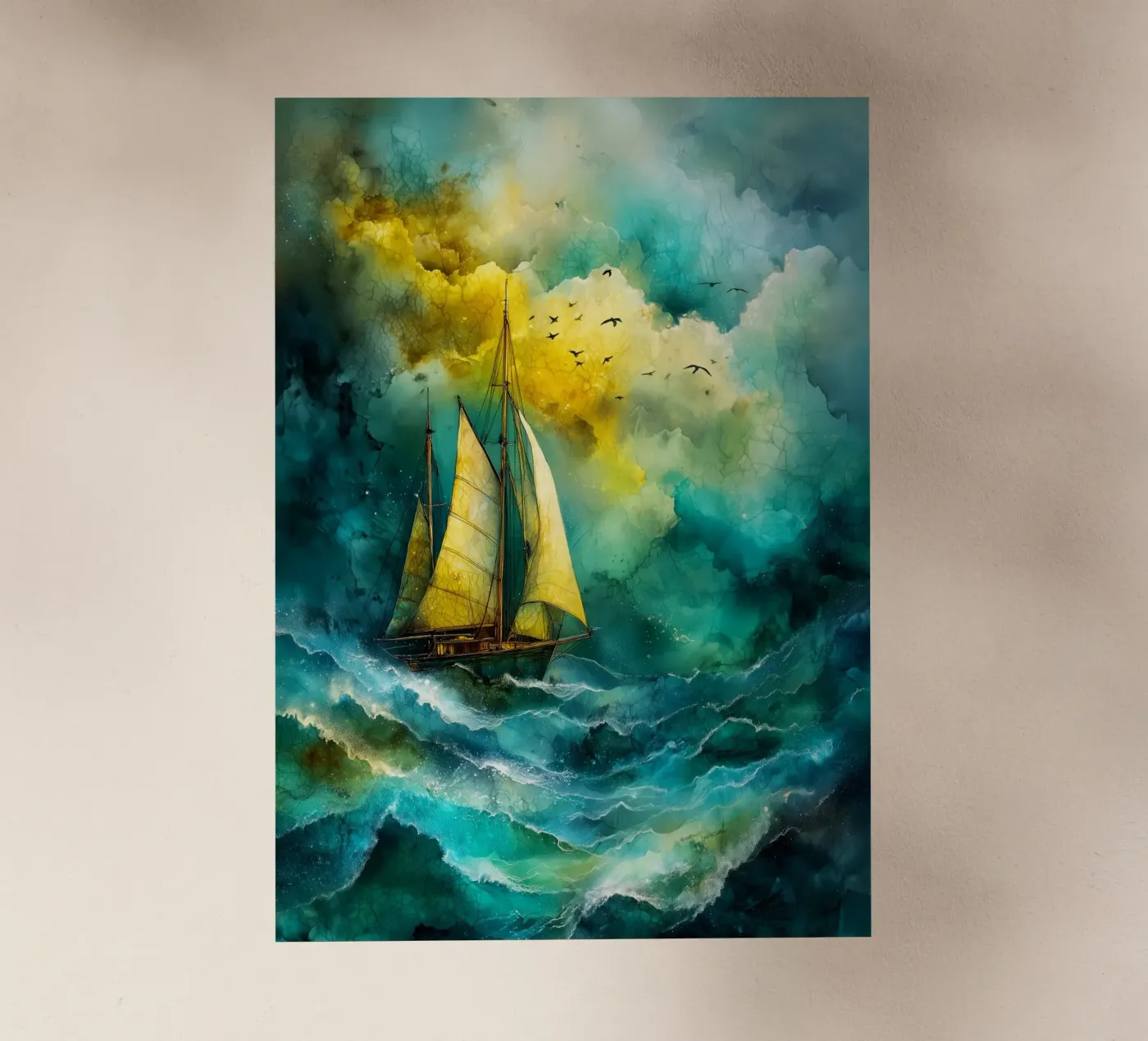 Sailing boat backlit folie van Justyna Jaszke JBJart
