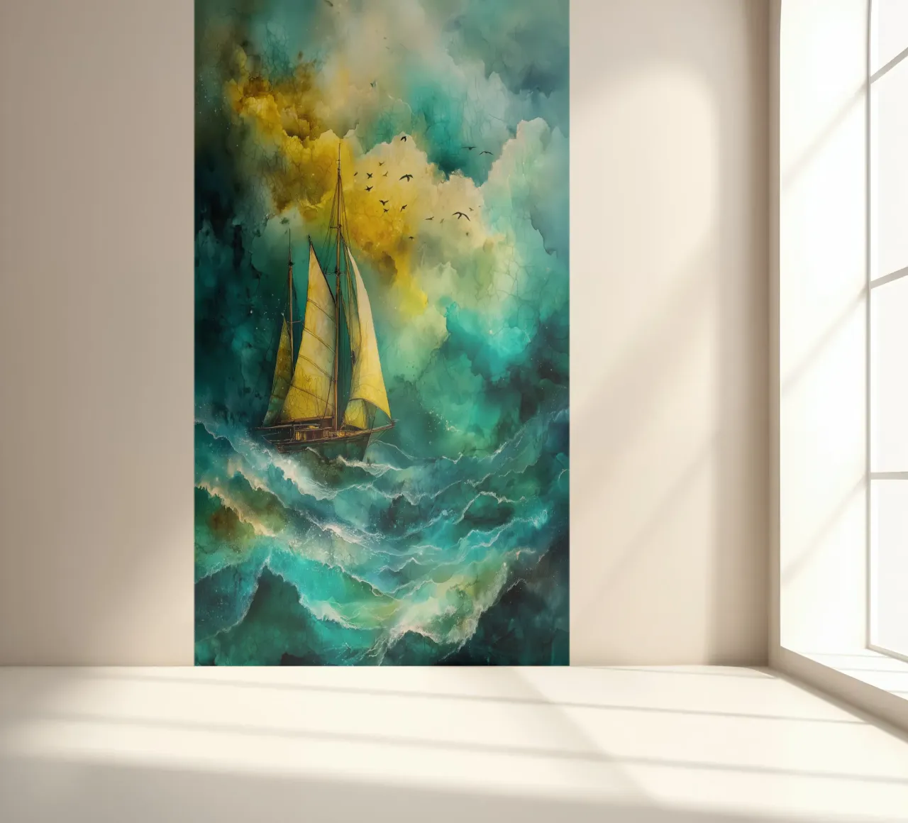 Sailing boat fotobehang van Justyna Jaszke JBJart