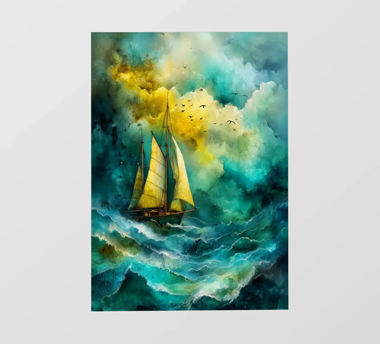 Sailing boat fotobehang van Justyna Jaszke JBJart