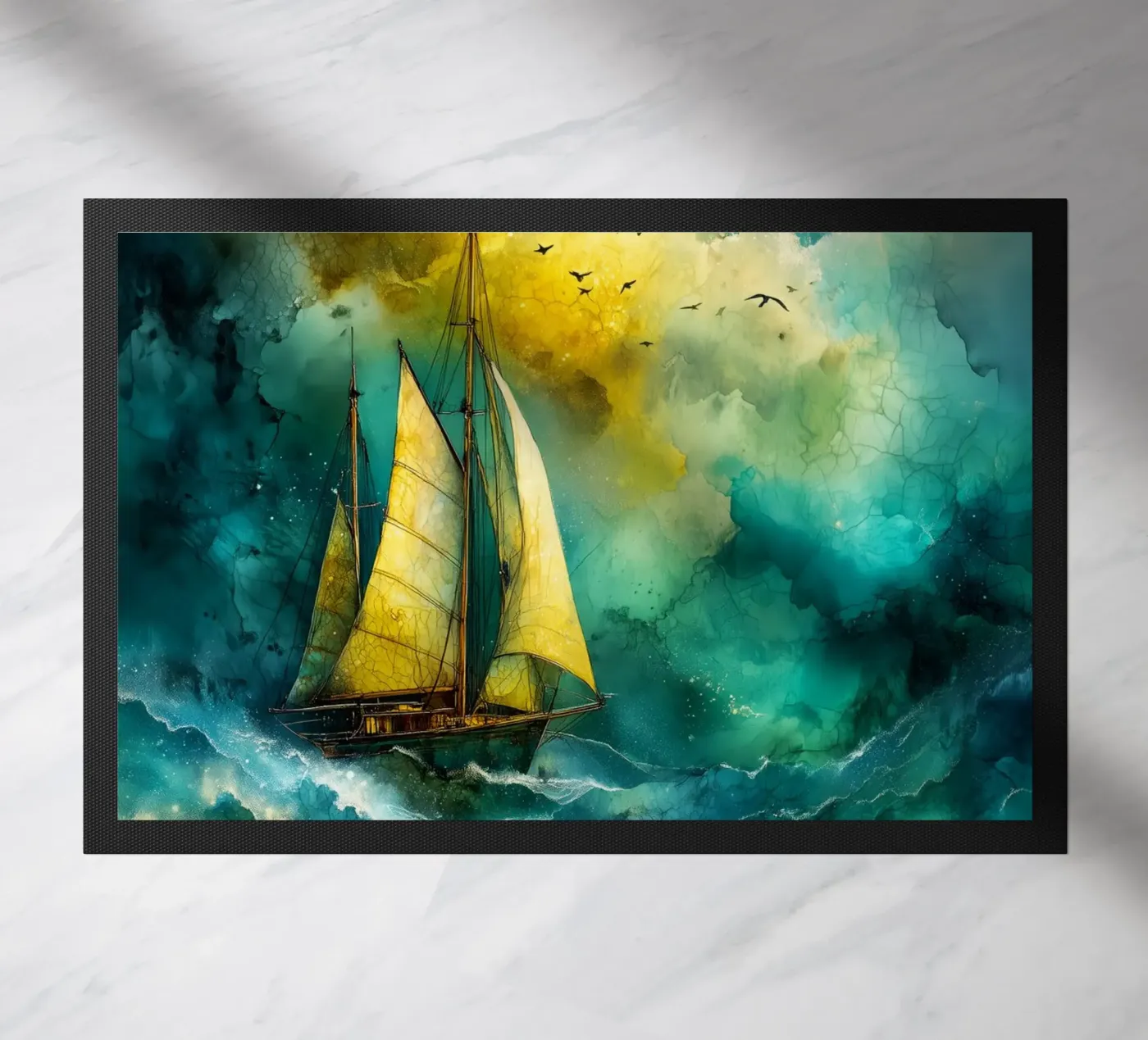 Sailing boat doormat by Justyna Jaszke JBJart