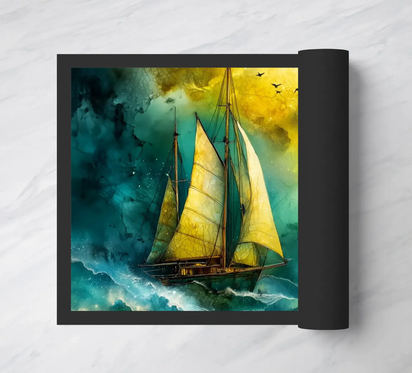 Sailing boat doormat by Justyna Jaszke JBJart